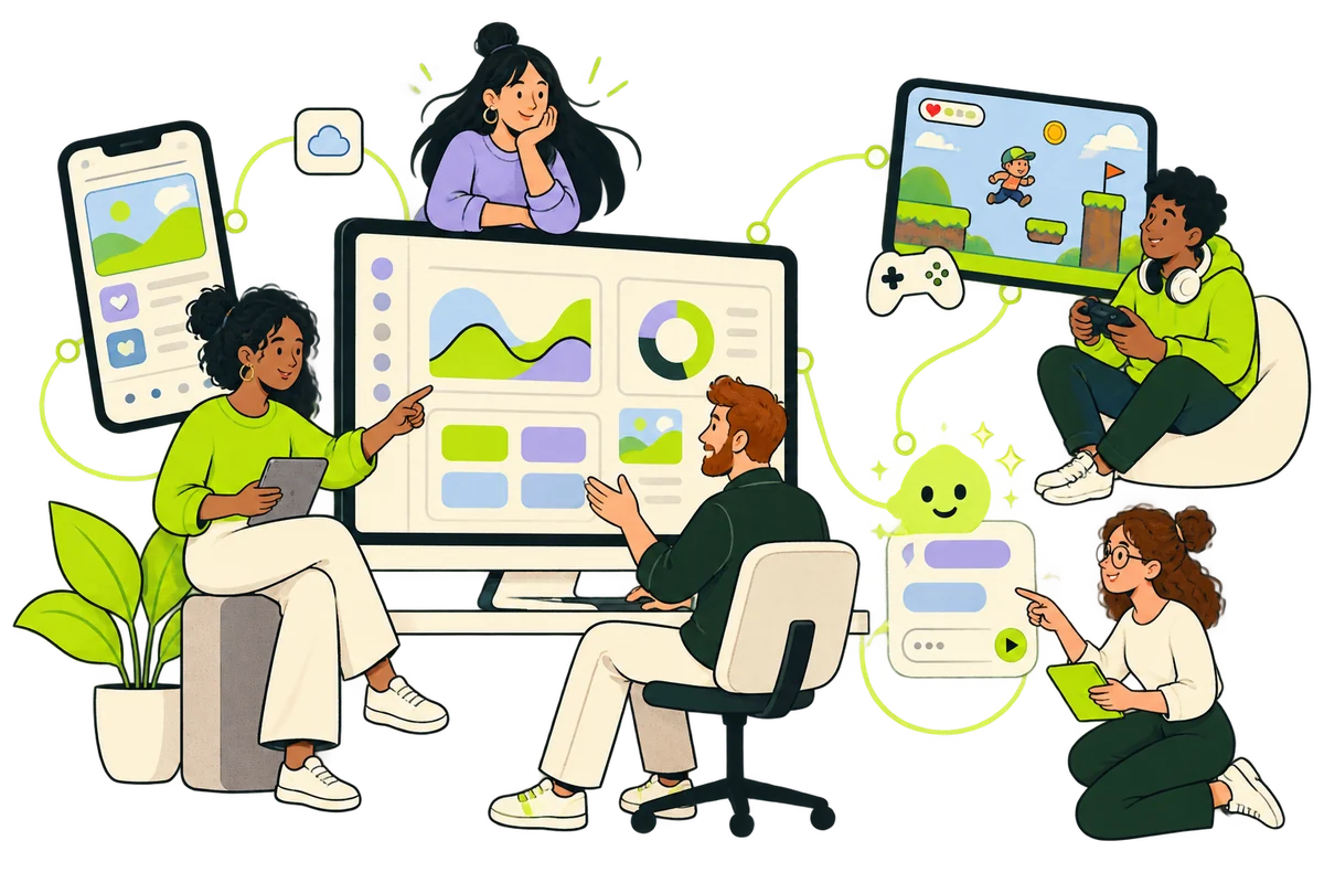 A Stax3 product team designing web, mobile, game, and AI experiences